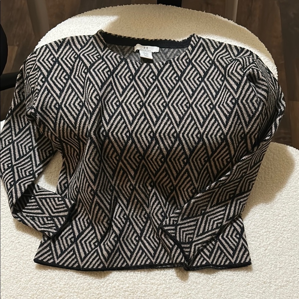 H by Halston Black Graphic Sweater